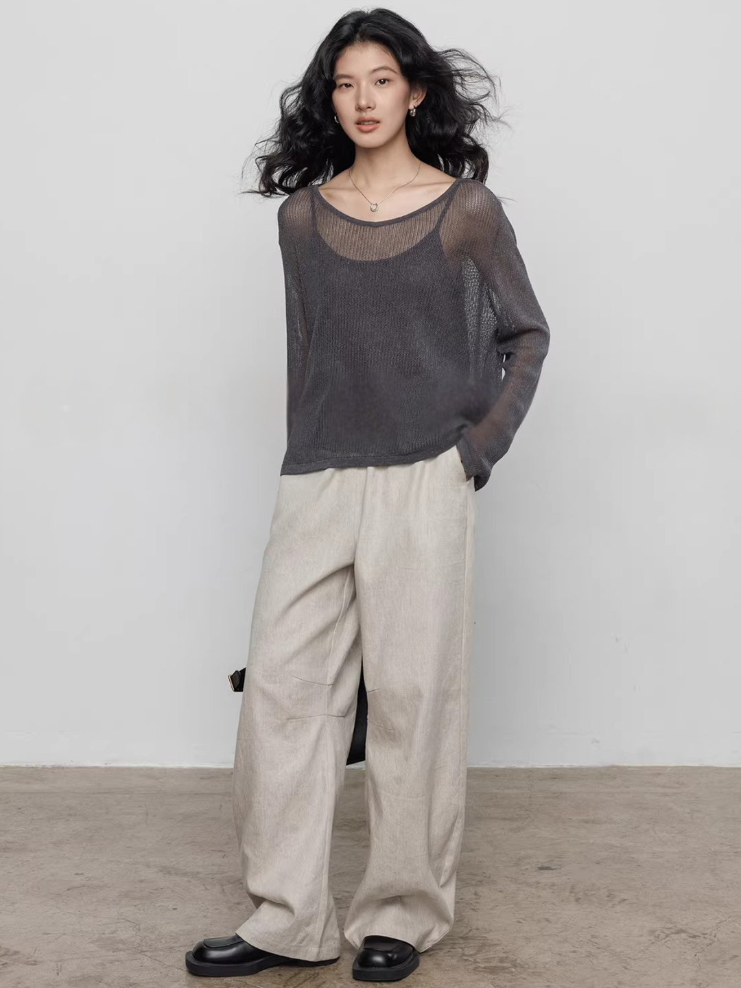 〈Pre order〉Back Cross Sheer Knit Set