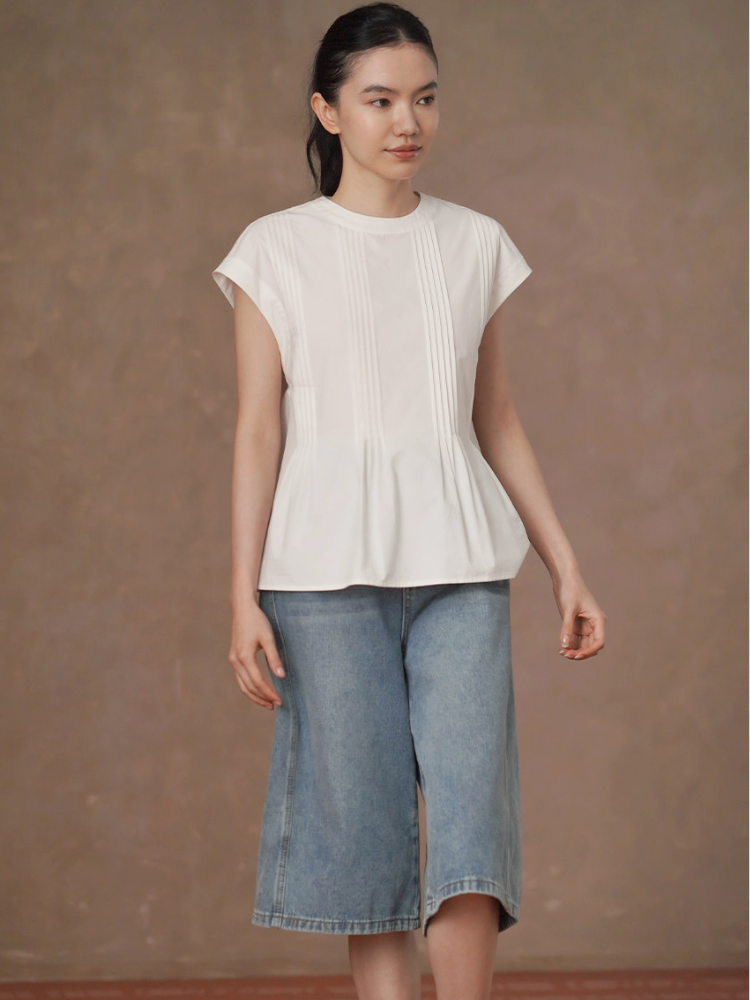 Pintuck Peplum Blouse
