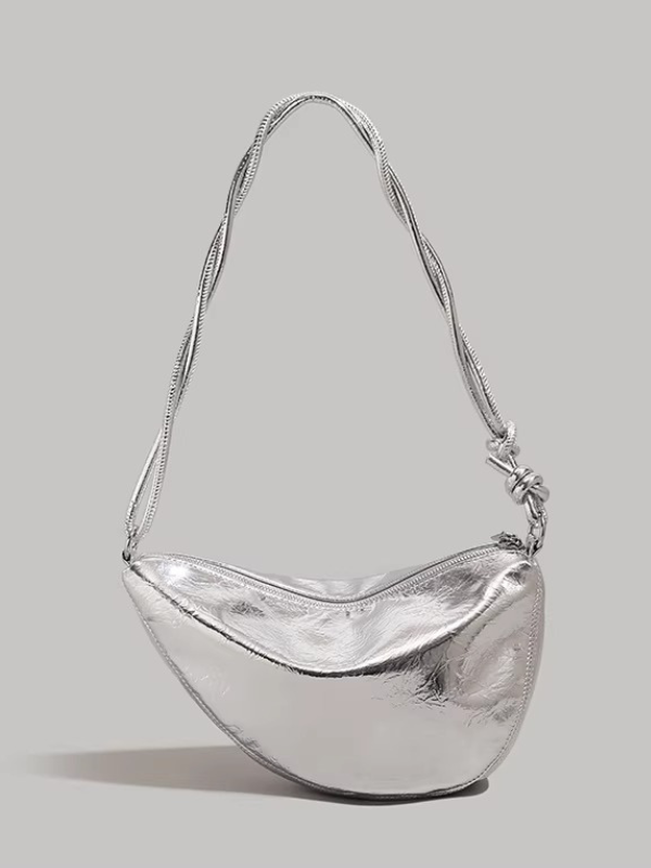 Metallic Crescent Charm Bag