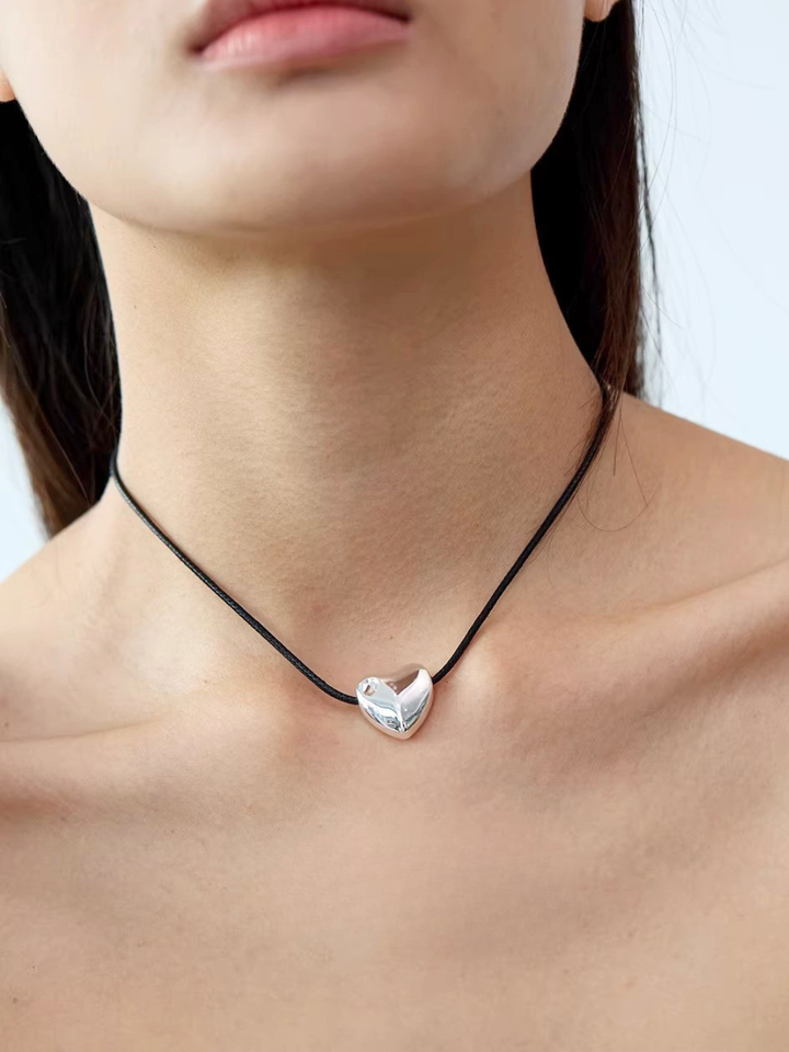 【EGO ACC】Heart Pendant Cord Necklace