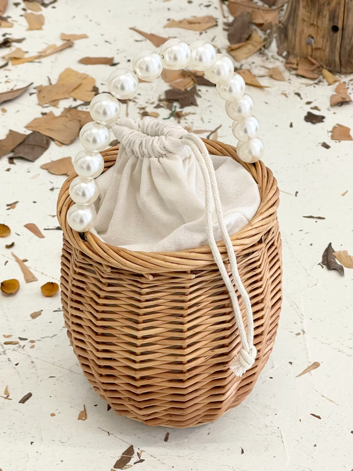 Pearl Handle Basket Bag