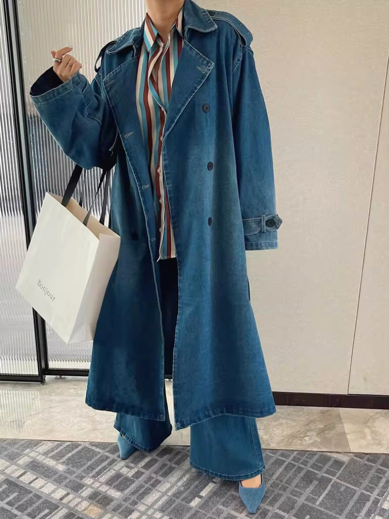 Relaxed Denim Trench Coat