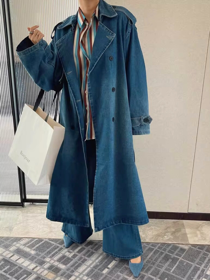 Relaxed Denim Trench Coat
