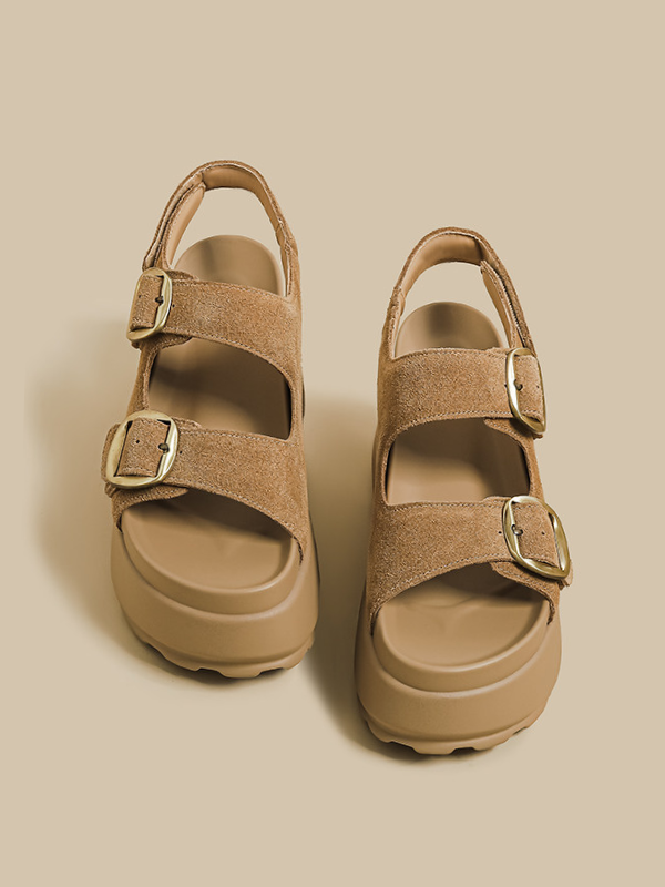 Double Buckle Platform Sandals