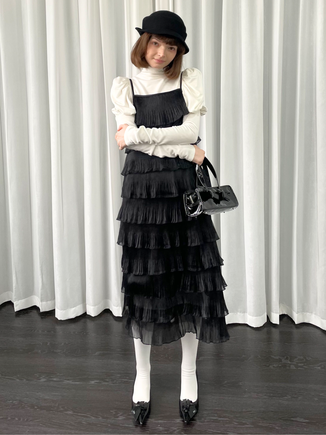 【Loose Smell】Layered Pleated Frill Dress