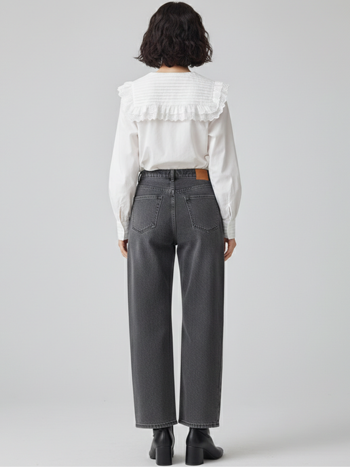 Tucked Lace Collar Blouse