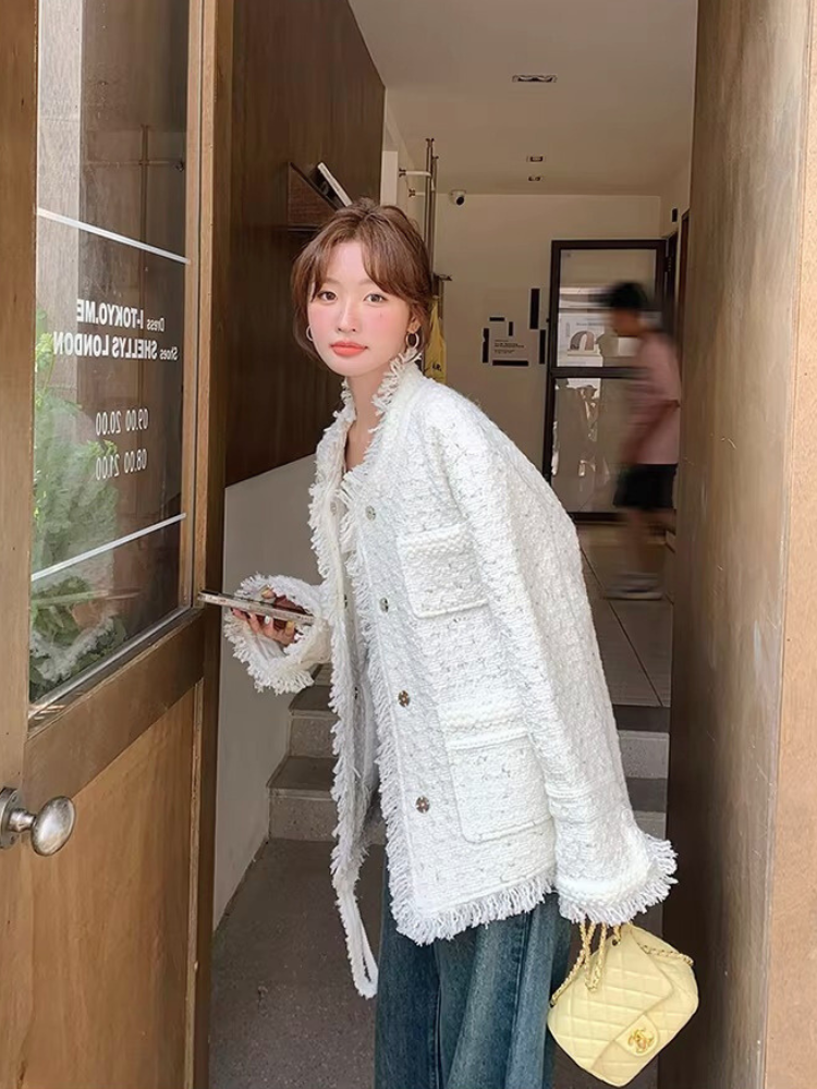 Soft Fringe Tweed Jacket