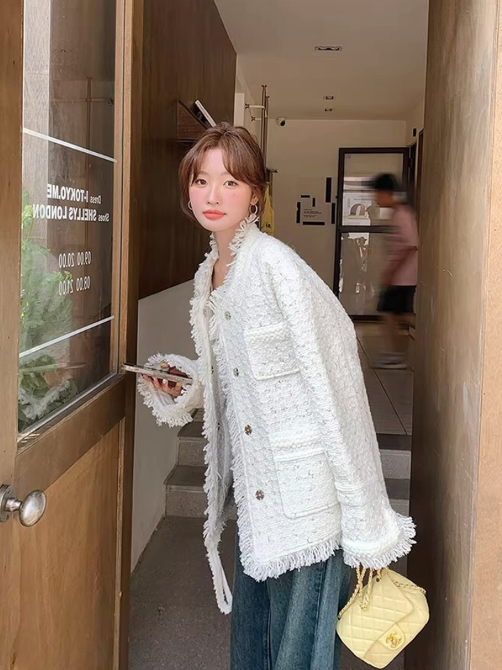 Soft Fringe Tweed Jacket