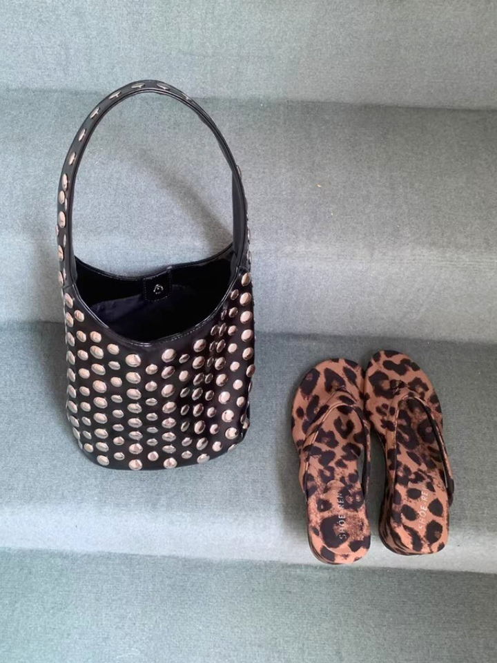 Metal Studs Mini Hobo Bag