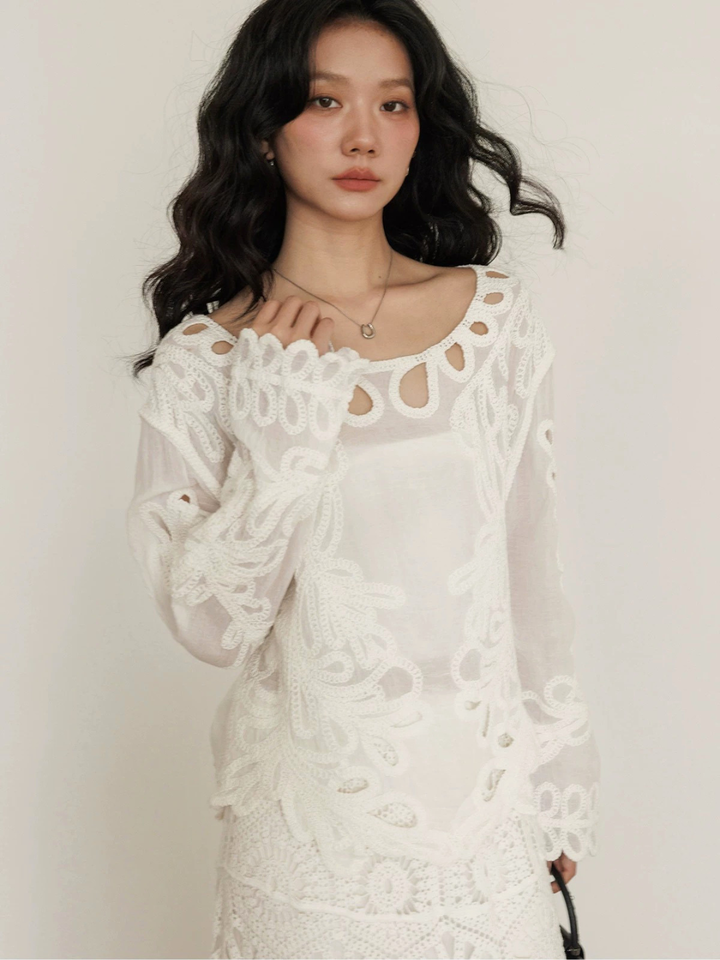 Loop Lace Sheer Blouse