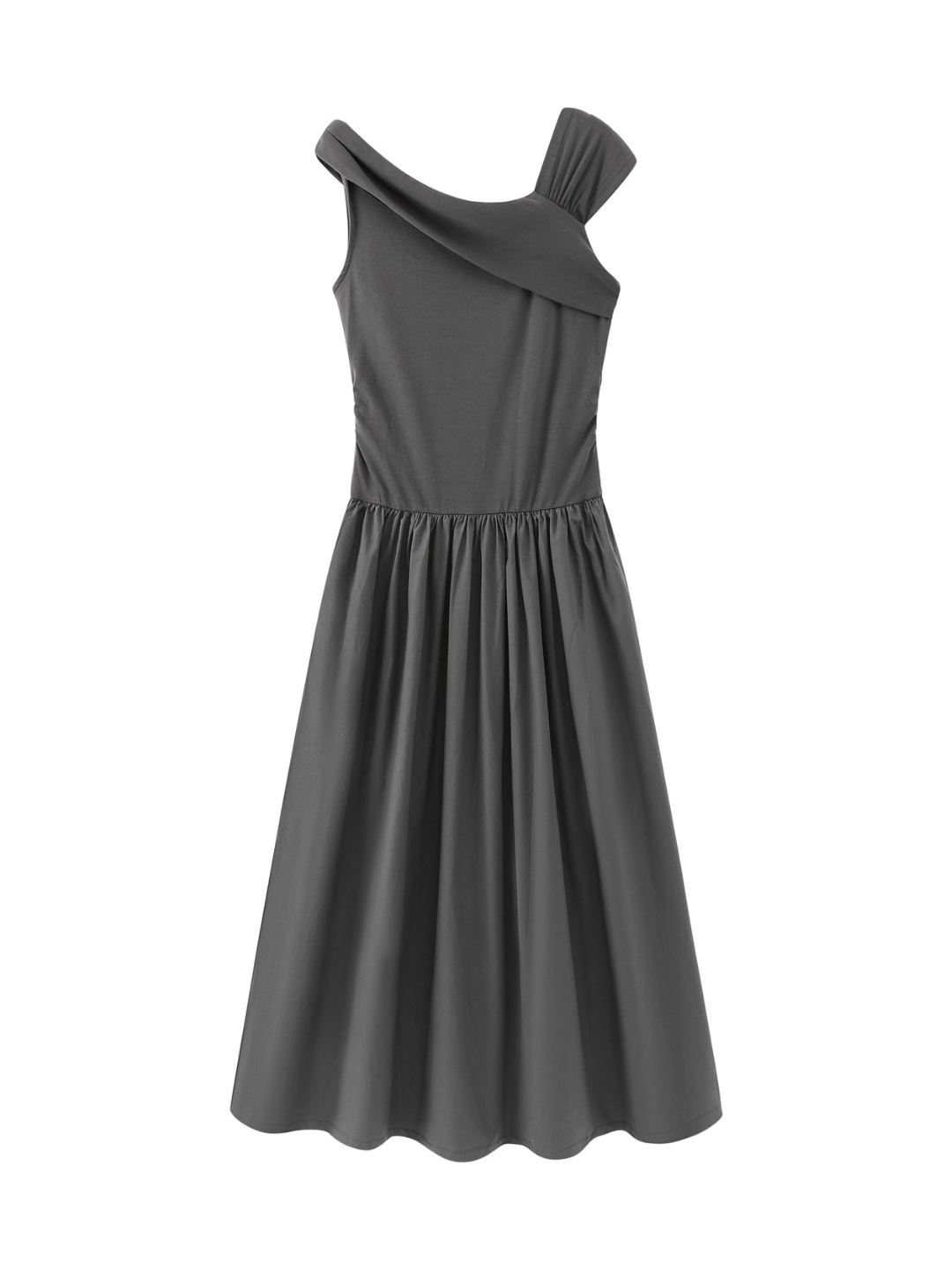 Draped Neck Flare Dress