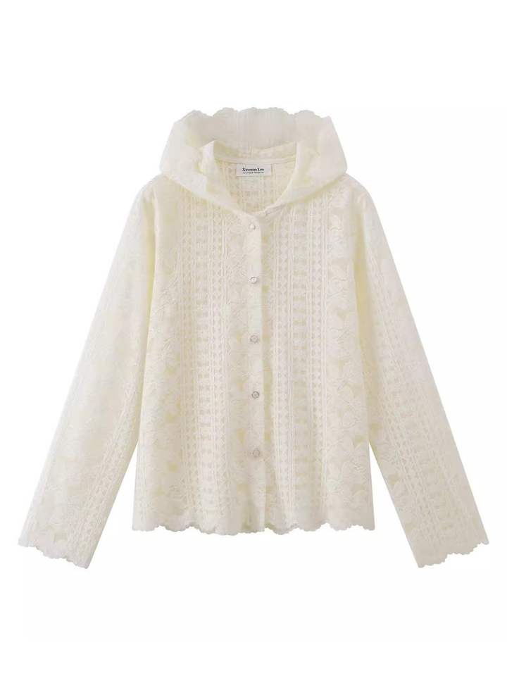 Sheer Lace Hooded Cardigan