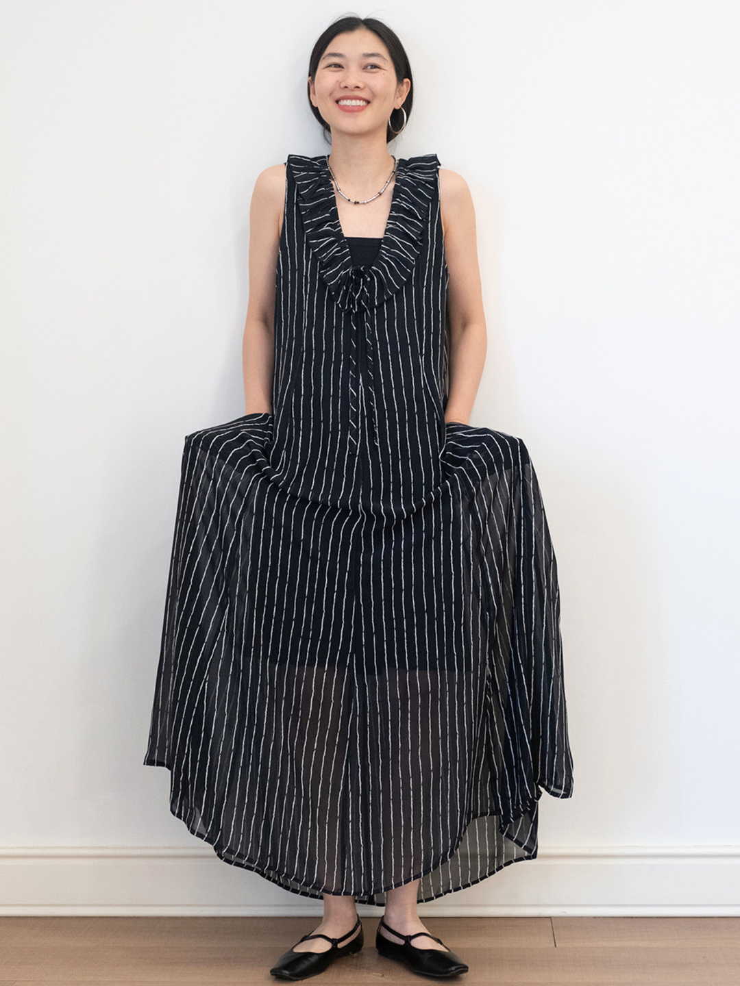 Sheer Ruffle Maxi Dress
