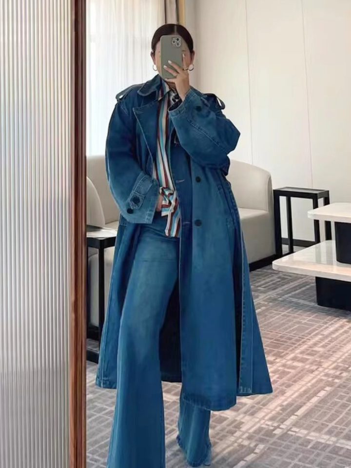 Relaxed Denim Trench Coat