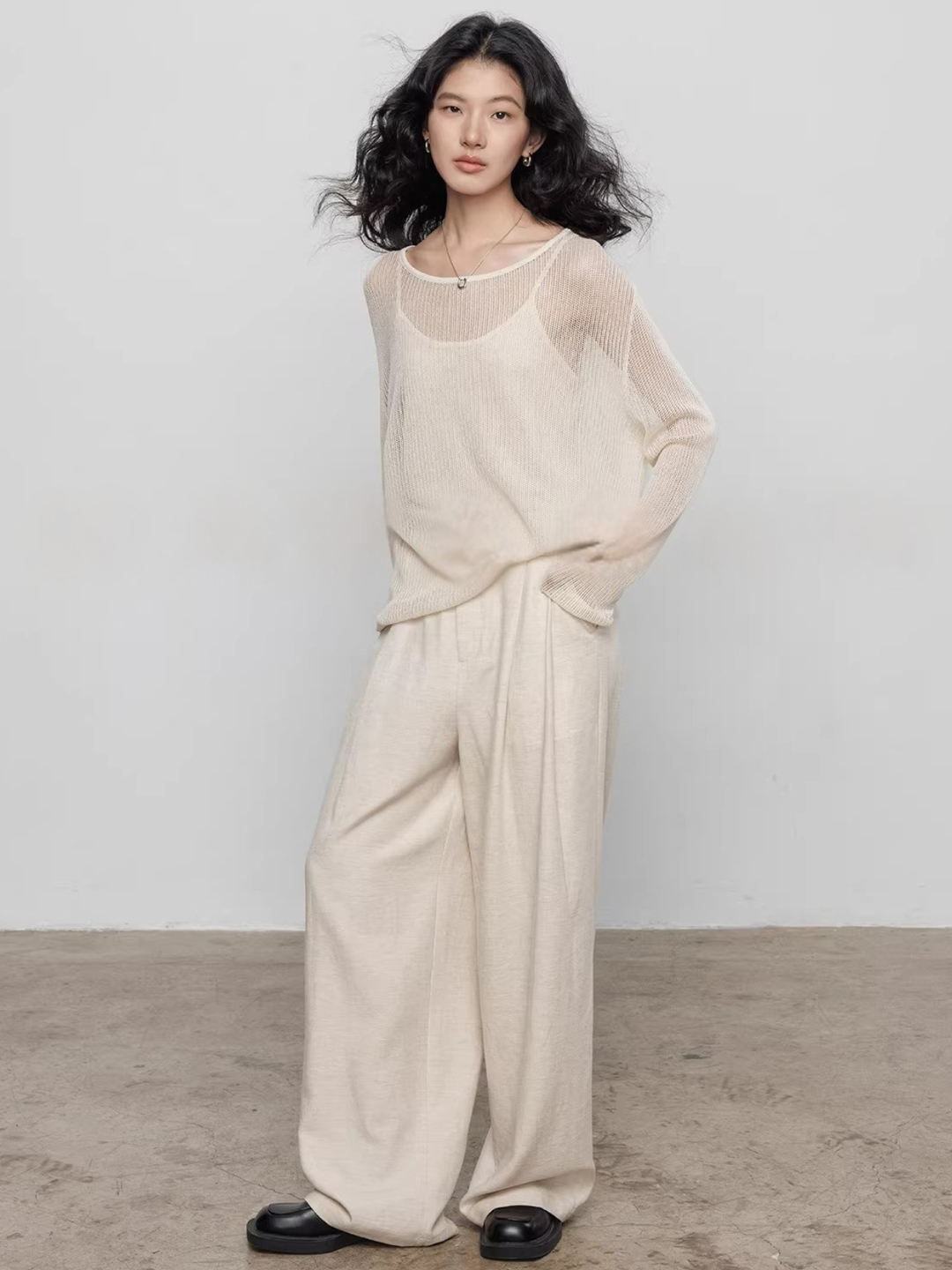 〈Pre order〉Back Cross Sheer Knit Set