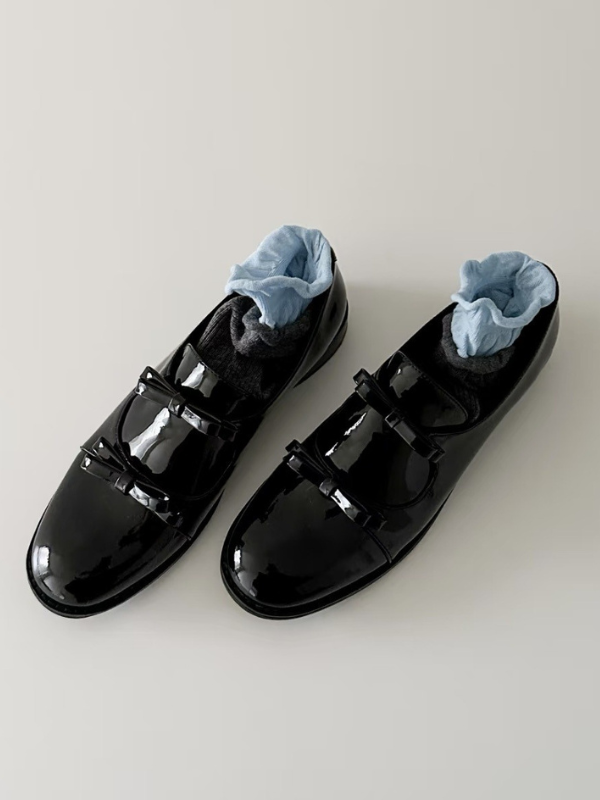 Ribbon Double Strap Flat Shoes