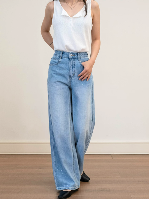 Subtle Glitter Wide Straight Denim（XS〜XL）