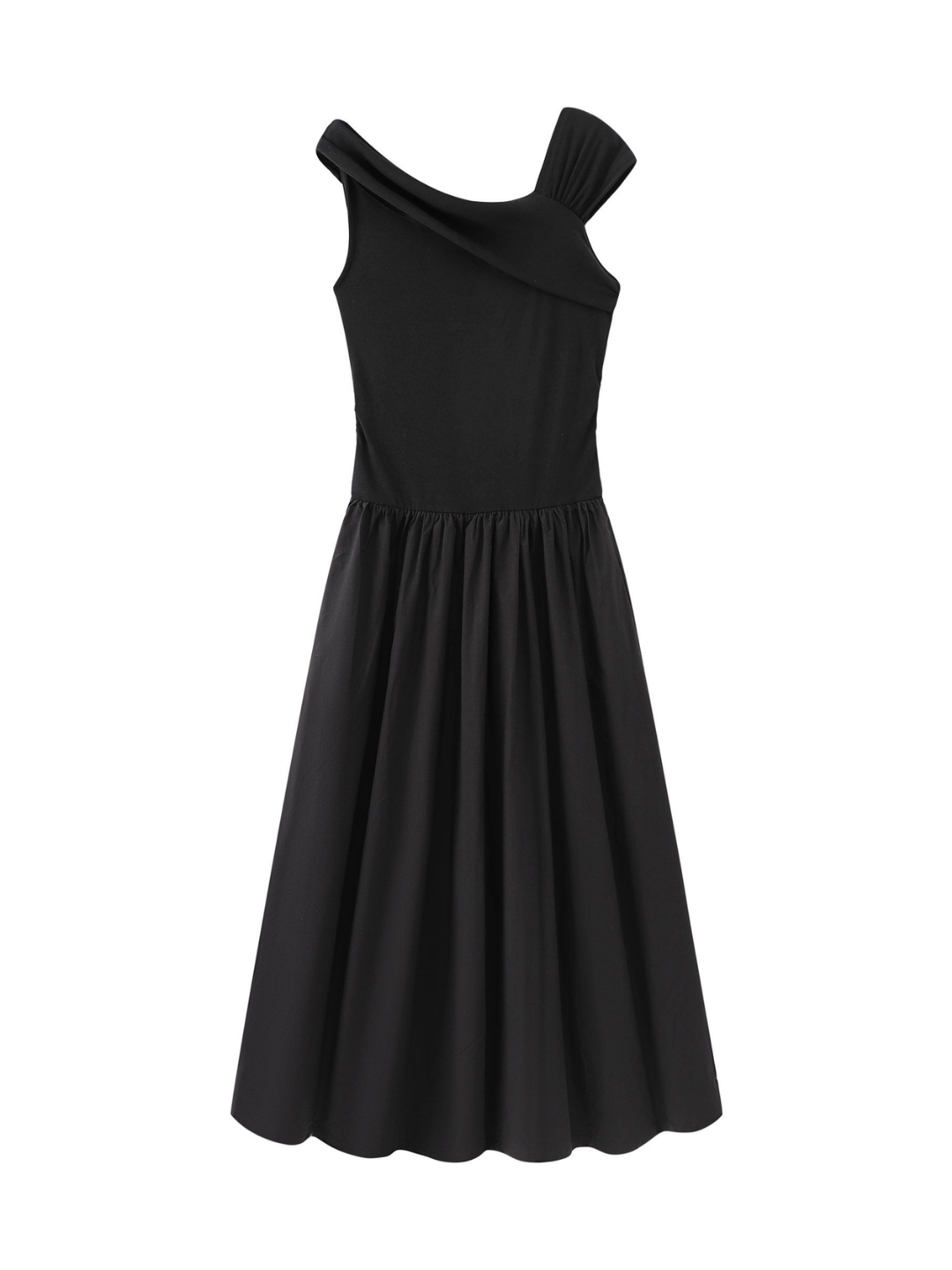 Draped Neck Flare Dress
