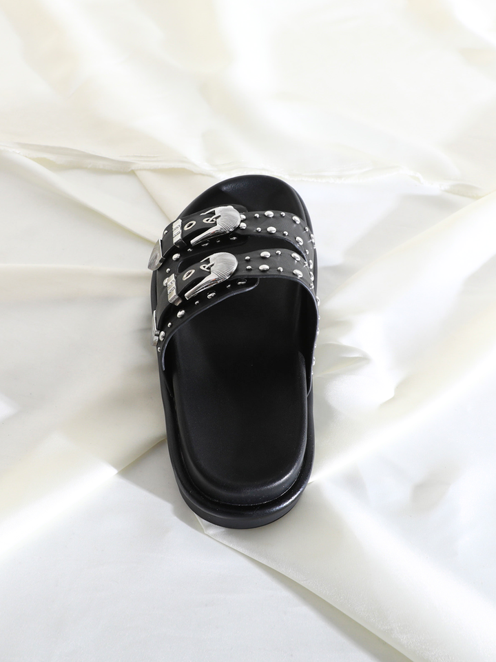 Concho Stud Double Strap Sandals