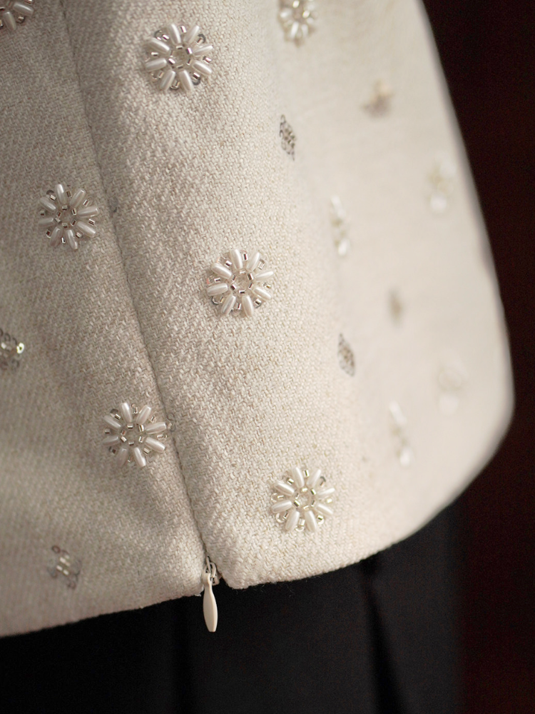 Floral Beaded Tweed Top