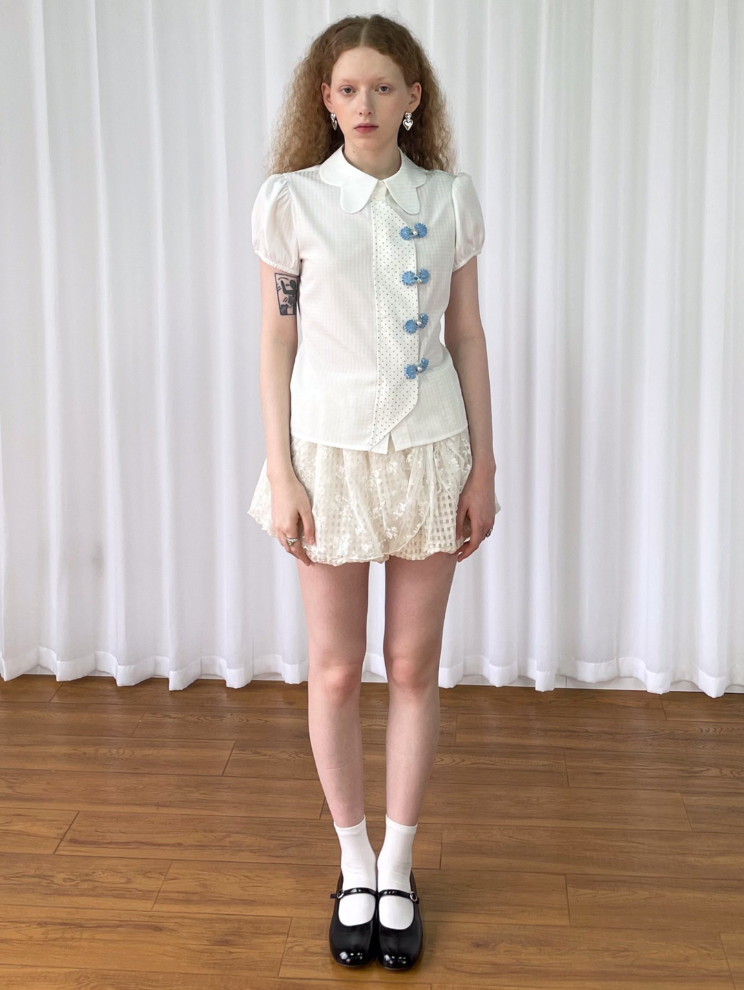 【Loose Smell】Dot Panel Charm Blouse