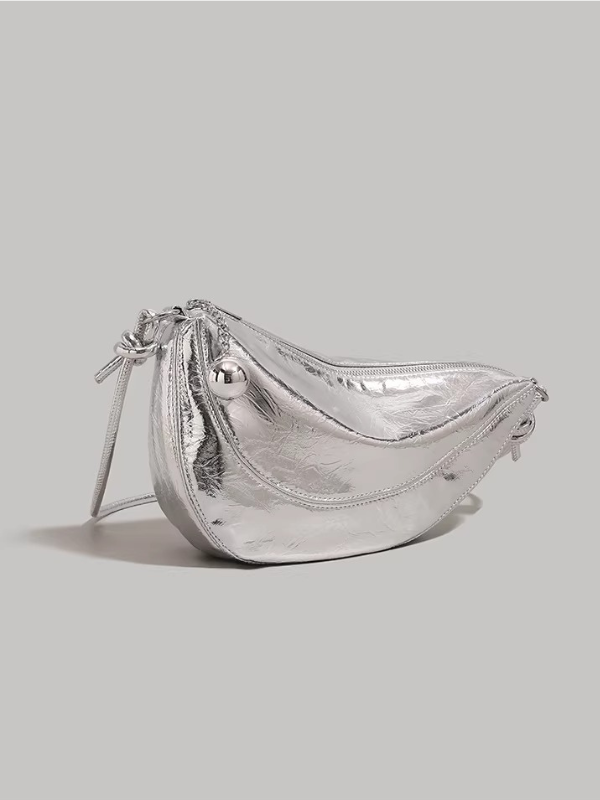 Metallic Crescent Charm Bag