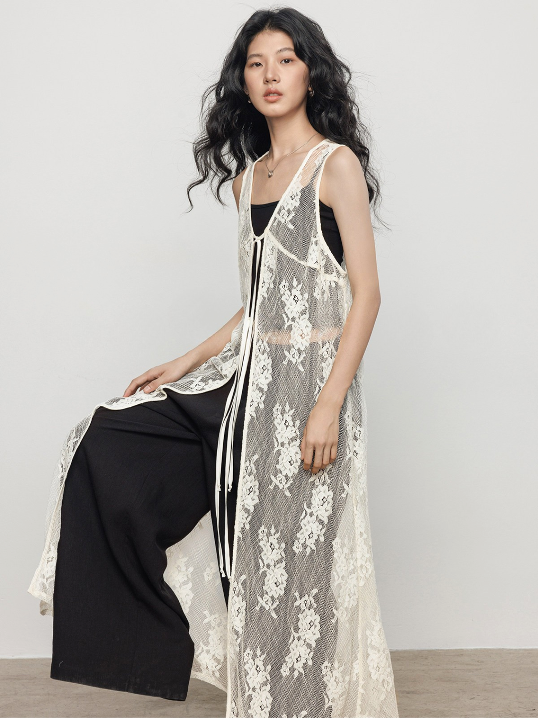 〈Pre Order〉Floral Lace Long Gilet