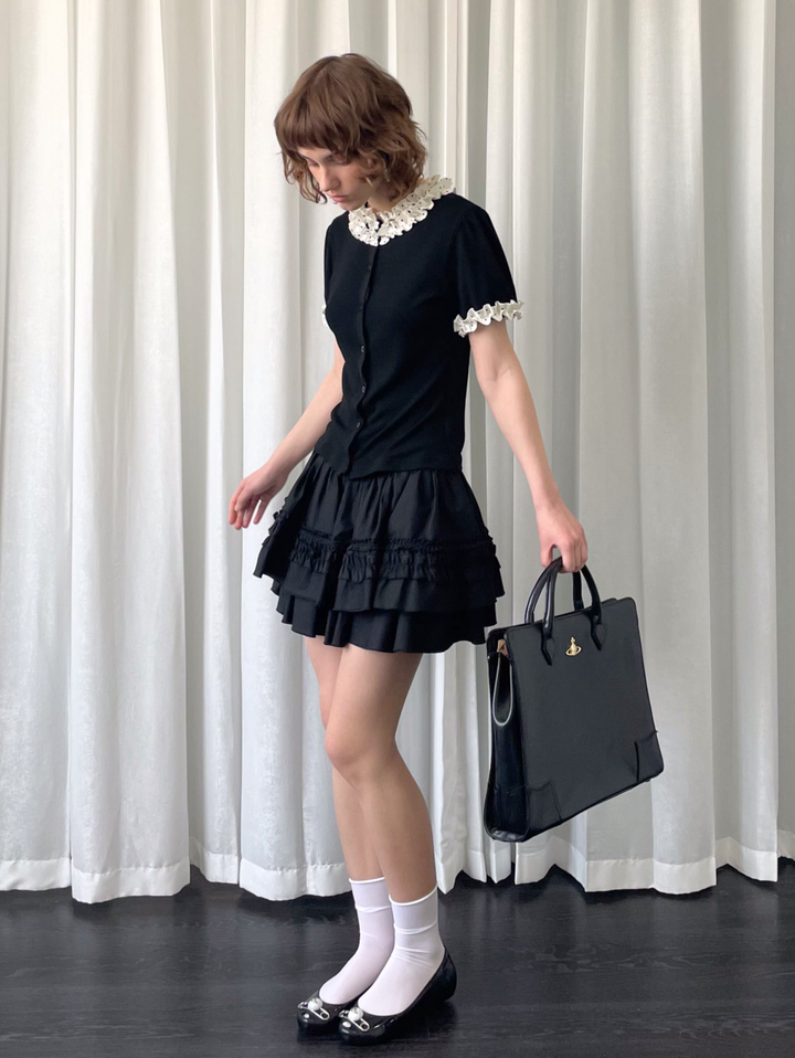 〈Pre Order〉【Loose Smell】Dot Frill Rib Top
