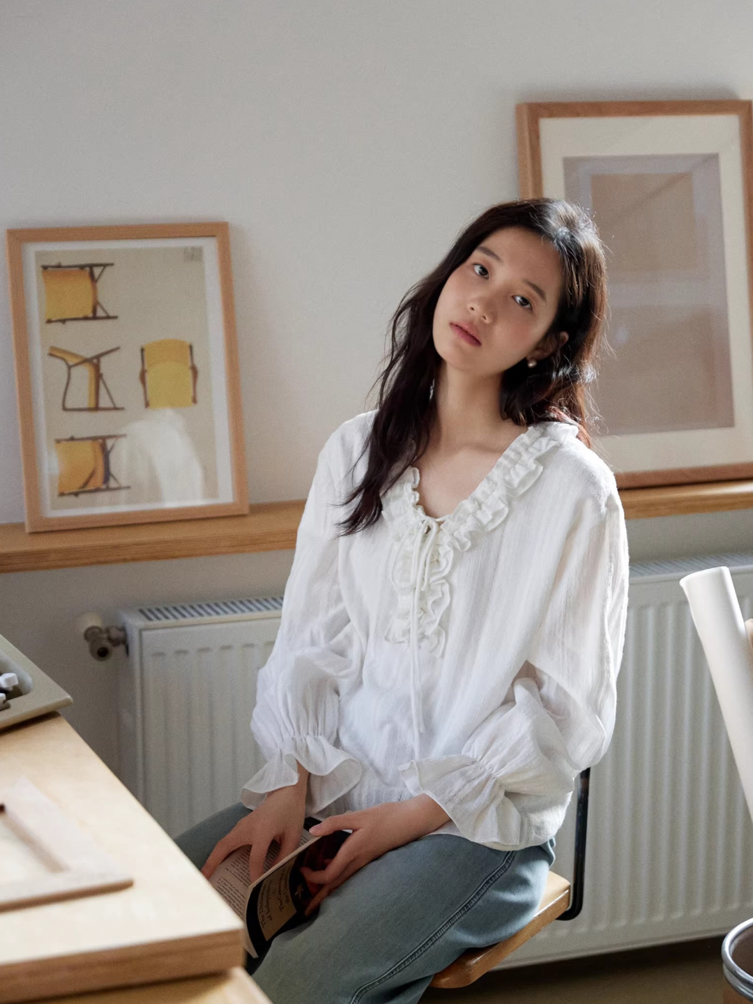 Ruffle Ribbon Blouse