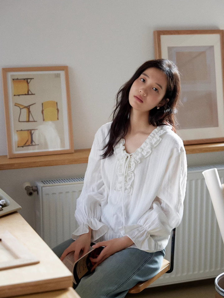 Ruffle Ribbon Blouse