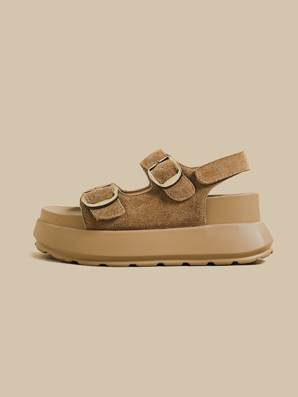 Double Buckle Platform Sandals