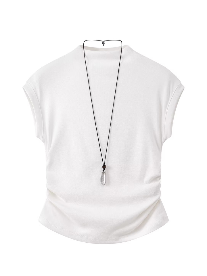 Side Gather Mock Neck Top