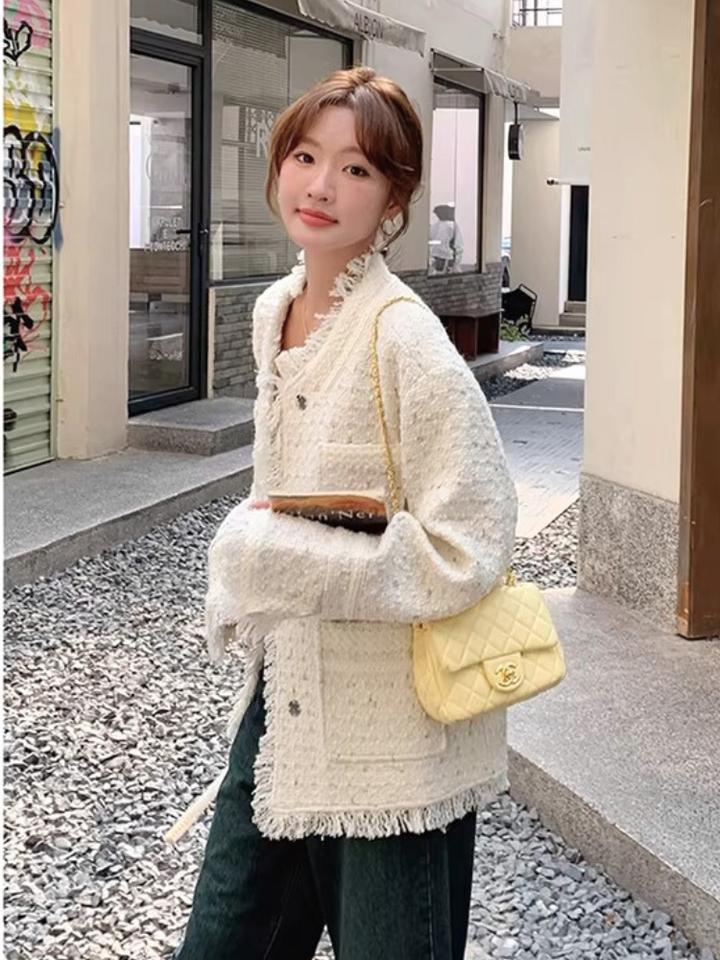 Soft Fringe Tweed Jacket