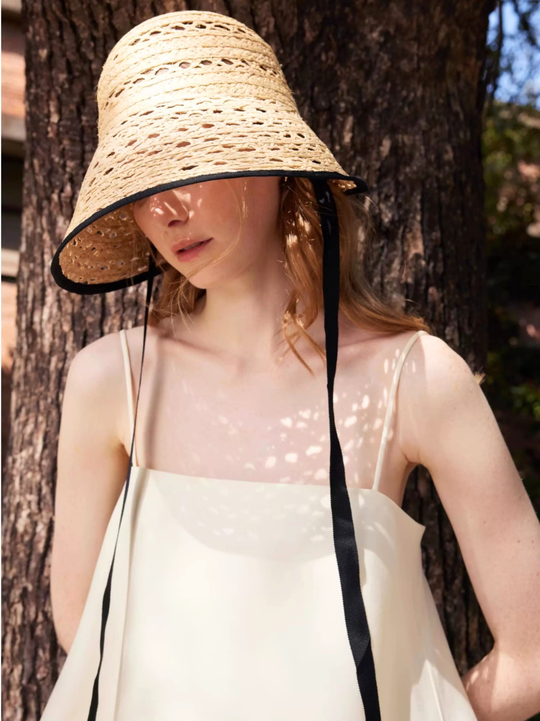 Contrast Ribbon Raffia Hat