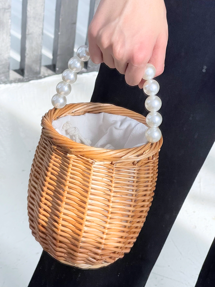 Pearl Handle Basket Bag