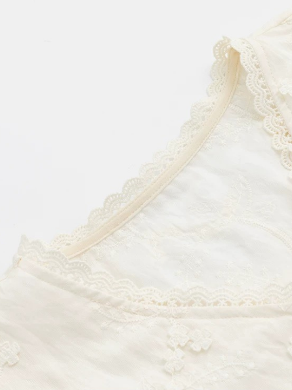 Embroidered Soft V-Neck Blouse