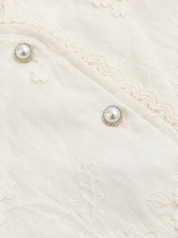 Embroidered Soft V-Neck Blouse