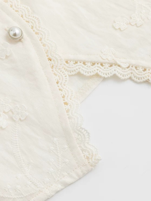 Embroidered Soft V-Neck Blouse