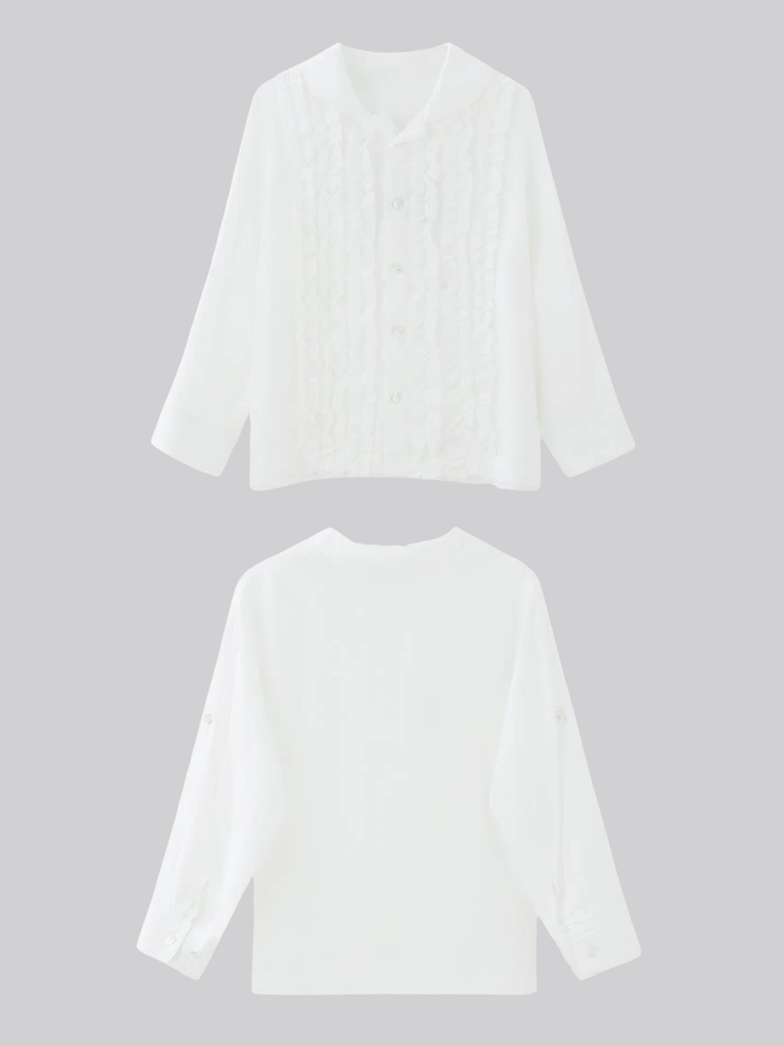 Frill Linen Sheer Blouse