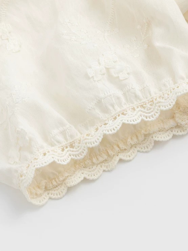 Embroidered Soft V-Neck Blouse
