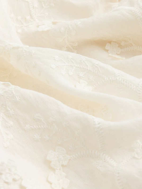 Embroidered Soft V-Neck Blouse