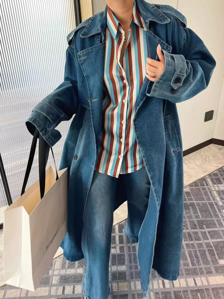 Relaxed Denim Trench Coat