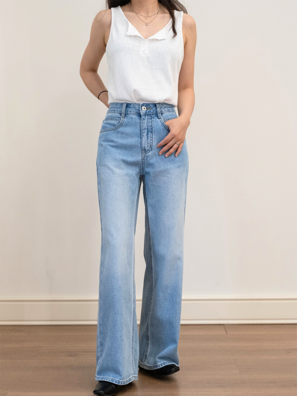 Subtle Glitter Wide Straight Denim（XS〜XL）