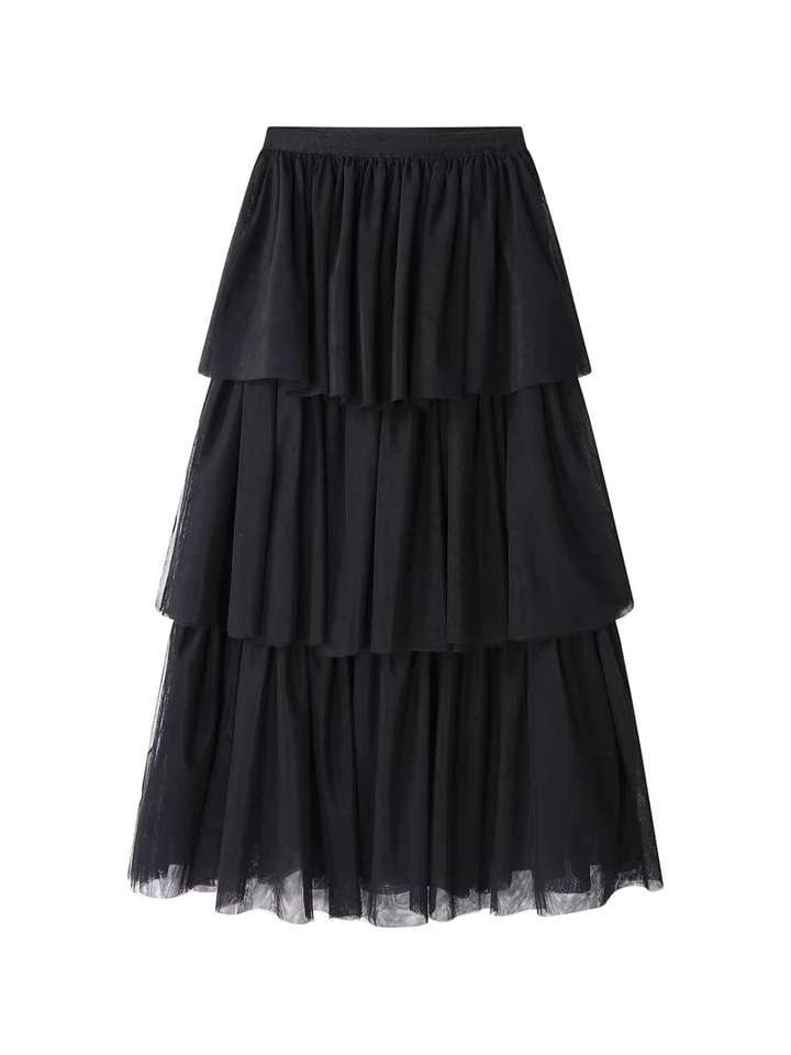 Sheer Mesh Tiered Skirt
