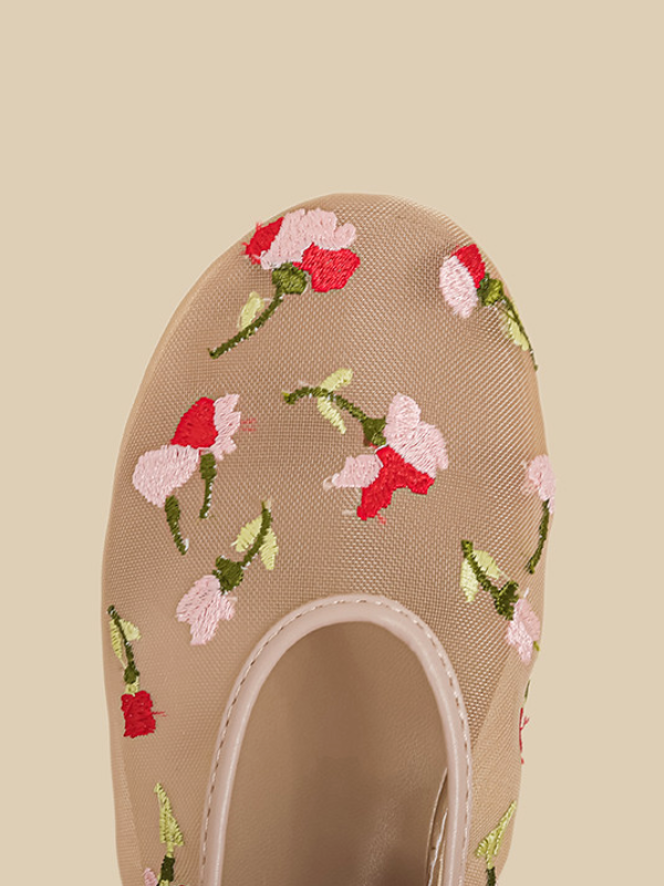 Floral Embroidery Mesh Flats