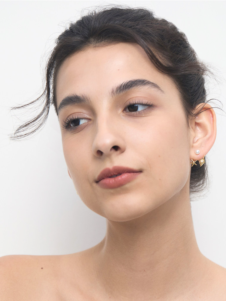 【EGO ACC】Starfish & Shell Pearl Earrings