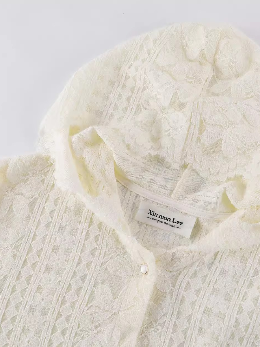Sheer Lace Hooded Cardigan