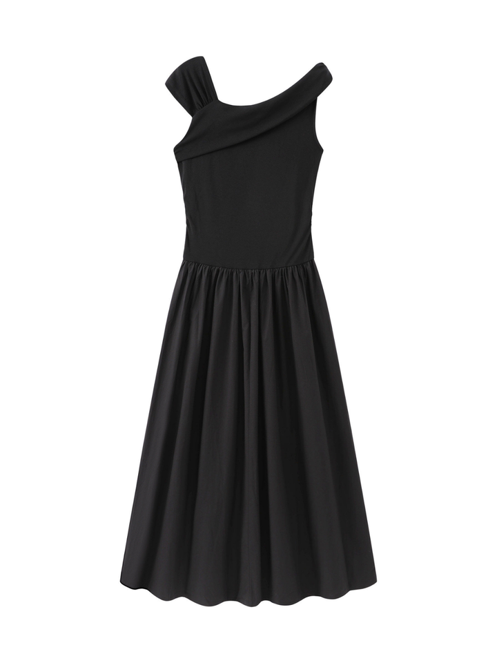 Draped Neck Flare Dress