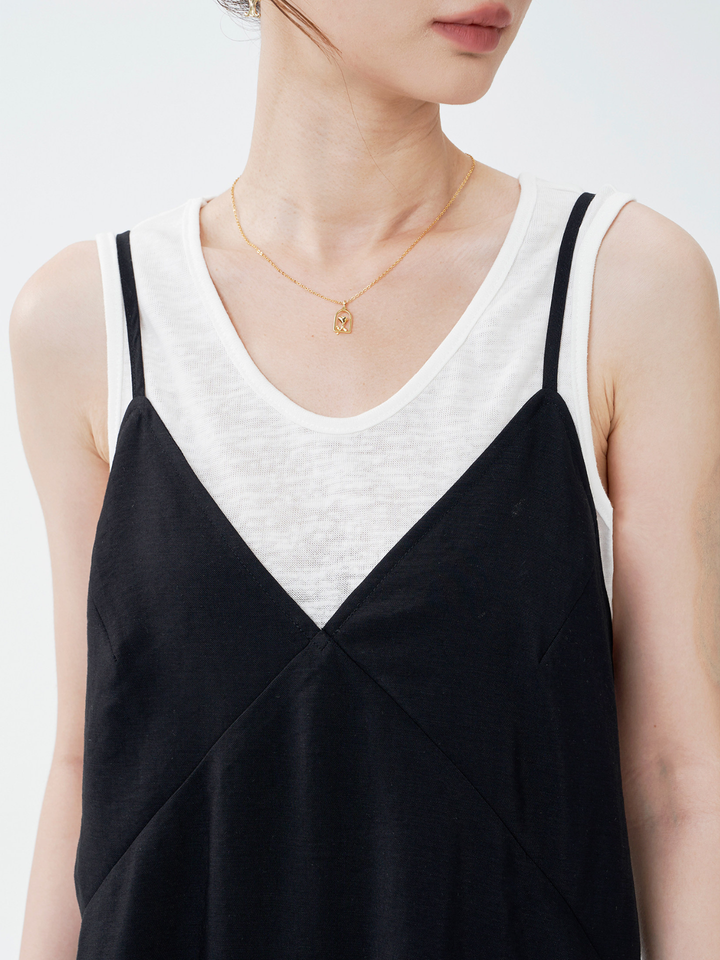 Open Back Cami Dress & Tank Top Set