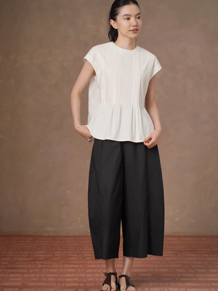 Pintuck Peplum Blouse